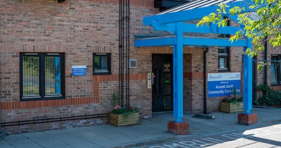 The entrance to Acomb Garth Community Care Centre